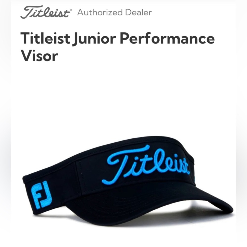 NWT Titleist Jr. Performance Visor - Black with Blue Embroidery